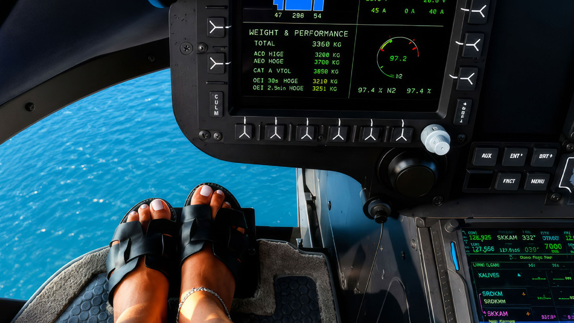 Helicopter offering panoramic views over the landscapes of Crete