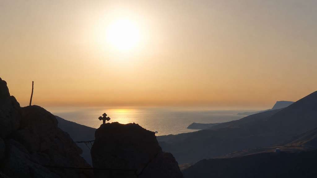 Panoramic sea view overlooking the Mediterranean coastline of Crete